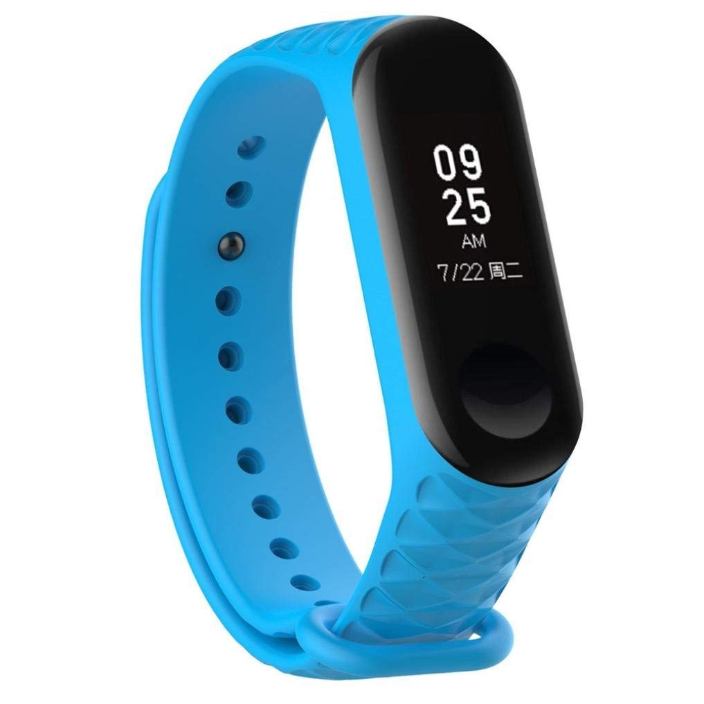 ACUTAS Sports Soft Silicone Durable TPU Wristband Lightweight Strap for XIAOMI MI Band 3 (Blue Designing) 2