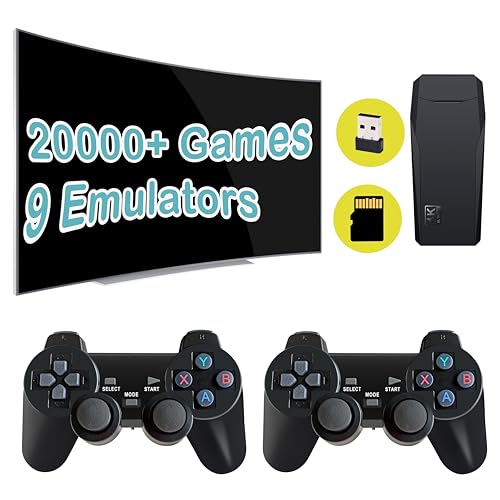 Retro Game Console, Plug and Play Video Game Console Built-in 9 Emulators, 20,000+ Games, 4K HDMI Output for TV with Dual Controllers（Black 1
