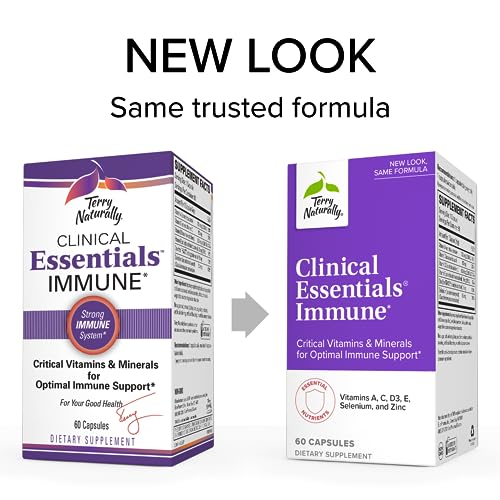 Terry Naturally Clinical Essentials Immune - Immune System Support Supplement with Vitamins A, C, D3 & E - Supplement for Immune Health - Vitamin Supplement with Antioxidants - 60 Capsules 3