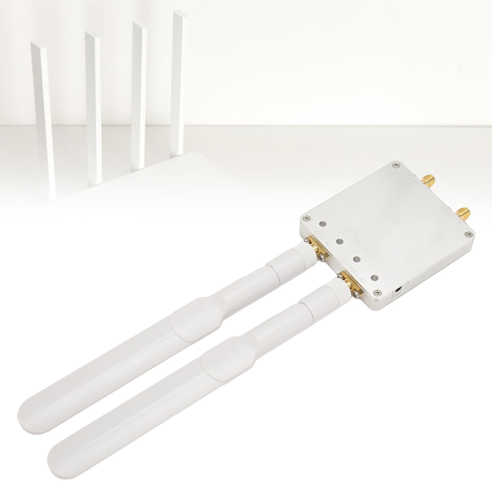 4000mW Cordless Router, WiFi Signal Extender, 2.4G 5.8G Dual Channel Low Noise Broadband Amplifier, Cordless Router Signal for Family Office (WiFi 2.4G Dual Channel) 5