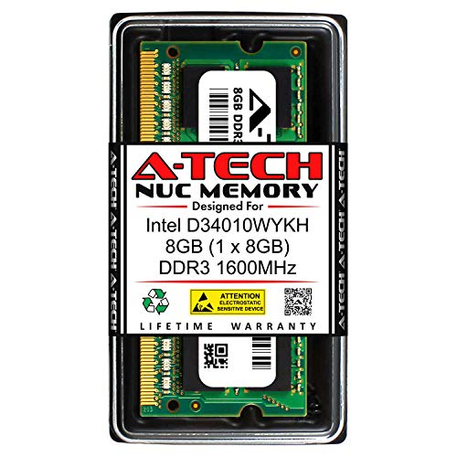 A-Tech 8GB RAM for Intel D34010WYKH NUC Kit | DDR3/DDR3L 1600MHz PC3-12800 1.35V SODIMM Memory Upgrade Module