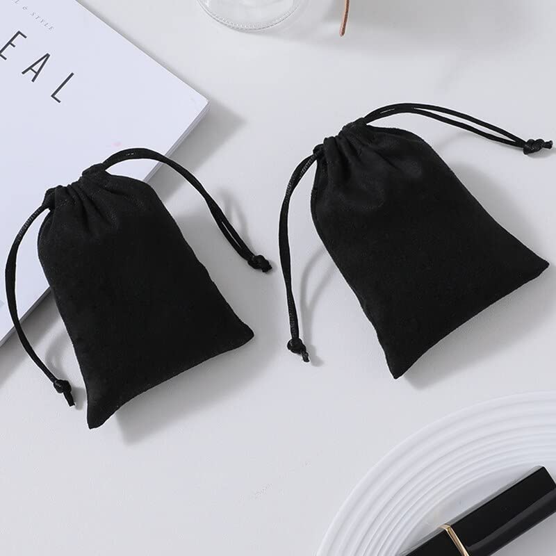 WACTWJNA Jewelry Flannel Bags Velvet Drawstring Pouches Packaging Wedding Party Decoration Chic Storage Bags Party Travel Organizer - (Color: Black Bag/Size: 15x20cm) 1