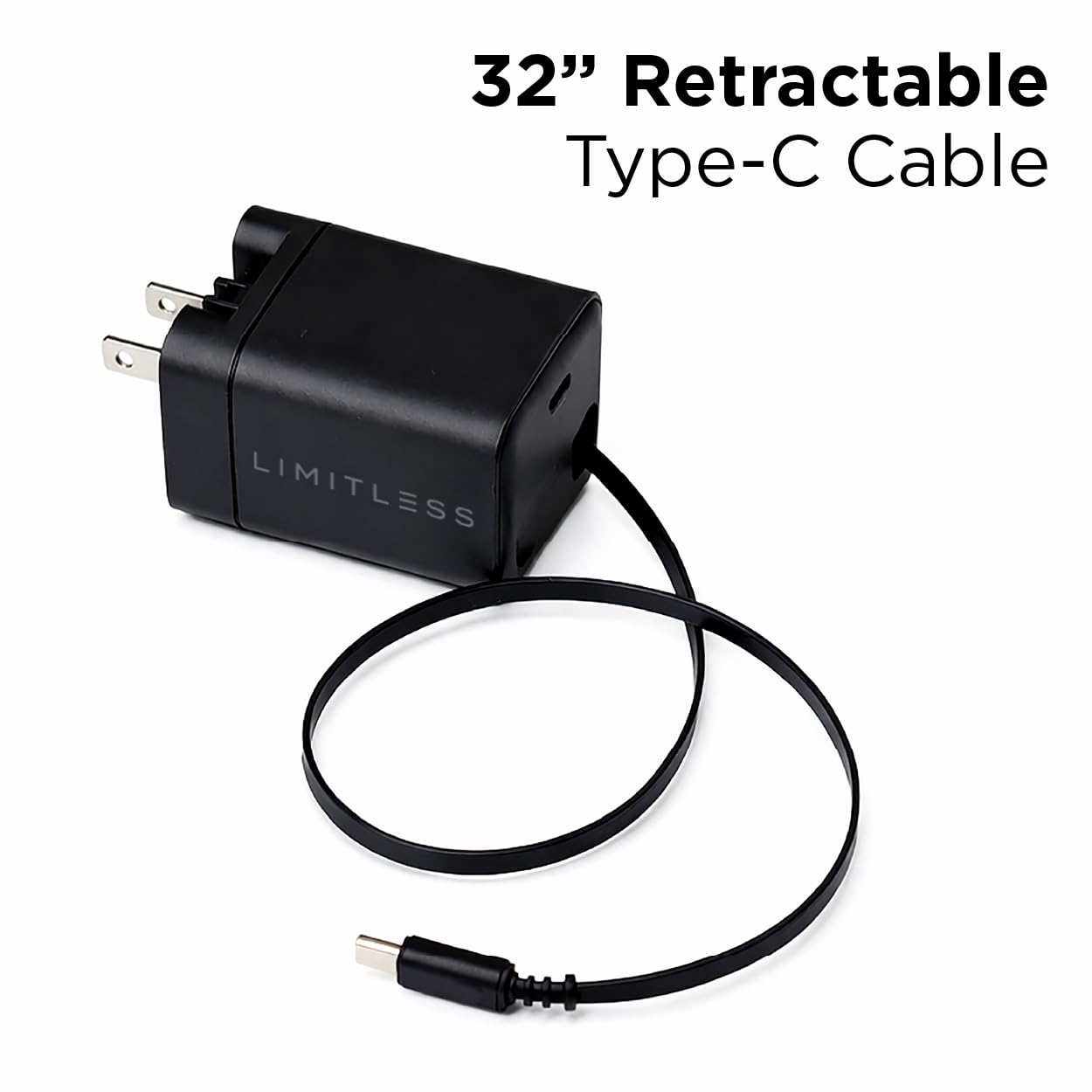 Limitless 65W GaN Wall Charger with 32" Retractable Type-C Cable 3