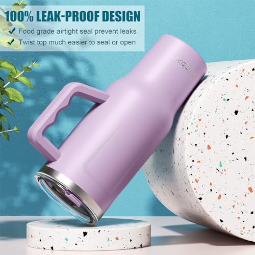 Fimibuke 40 oz Tumbler with Handle & Carrier Bag, Stainless Steel Insulated Cup with Lid & Straw & Purse Pouch Phone Pocket, Gym Water Bottle Cupholder Friendly Women Men Travel Mug with Sleeve Holder 3