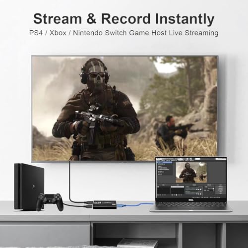 4K HDMI Video Capture Card,Nintendo Switch Capture Card for Streaming Gaming and Broadcasting,USB3.0 1080P 60FPS Video Recorder, Works with PS4, Xbox Series X/S, 3ds, PS5, Xbox One X/S, OBS, Camera 3
