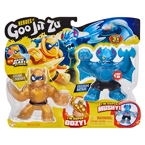 Heroes of Goo Jit Zu Water Blast Versus Pack - 2 Action Figure Pack Including Exclusive Golden Figure, Pantaro Vs Battaxe, Multicolor 2