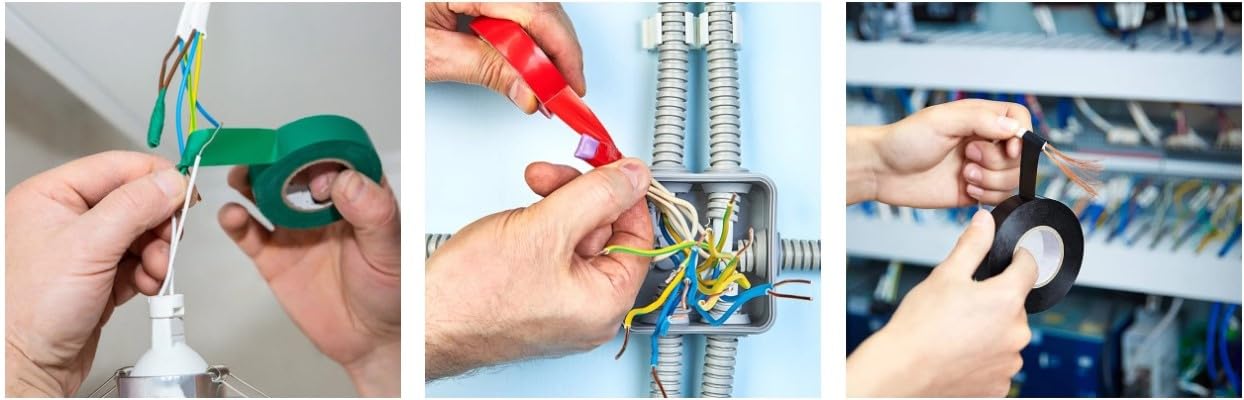 Self Adhesive PVC Electrical Insulation Tape (Black-1,Red-1,Blue-1,Yellow-1, Green-1, |Mix color Each-1|, 16mmx7mx0.125mm) - |Set of 5 Rolls| 5