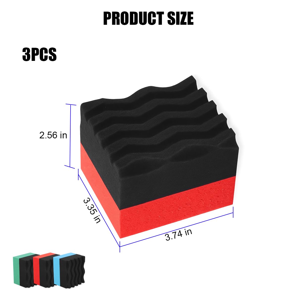 Norkmdi 3PCS Car Tire Dressing Applicator Pads, Wavy Contoured Large Automotive Shine Polishing Sponge Wax Mats, Vehicle Wheel Buffing Waxing Foam Pads, Universal for SUV, Truck, RV 3