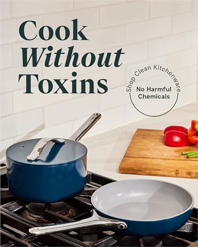 Caraway Mini Cookware Set - Non-Stick Ceramic Fry Pan (1.05 qt, 8") Sauce Pan (1.75 qt) & Storage Rack - Non Toxic, PTFE & PFOA Free - Oven Safe & Stovetop Agnostic (Gas, Electric & Induction) - Cream 2