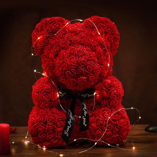 NYRWANA Valentine Gift for Girlfriend, Boyfriend, Husband & Wife | Rose Teddy Bear Gift with DIY String Lights | Artificial Rose Flower Cute Bear for Mom, Women, Girlfriend & Home Décor 5