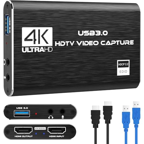 4K HDMI Video Capture Card,Nintendo Switch Capture Card for Streaming Gaming and Broadcasting,USB3.0 1080P 60FPS Video Recorder, Works with PS4, Xbox Series X/S, 3ds, PS5, Xbox One X/S, OBS, Camera 1