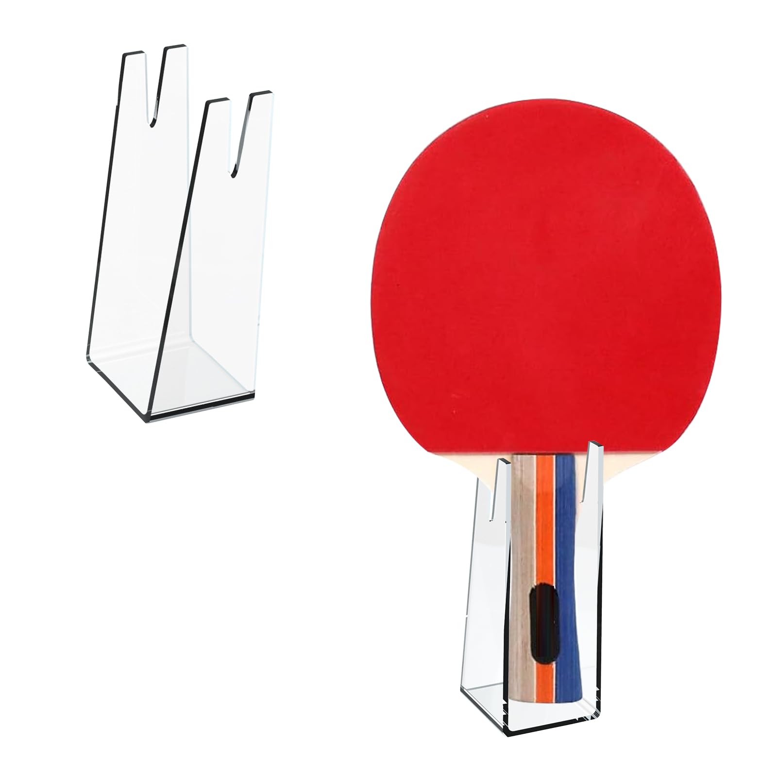 JoyHuaTrade 2 PCS Acrylic Ping Pong Paddle Display Stand, Table Tennis Racket Display Holder, Clear Acrylic Table Tennis Racket Base Paddle Storage Rack Ping Pong Organizer 1