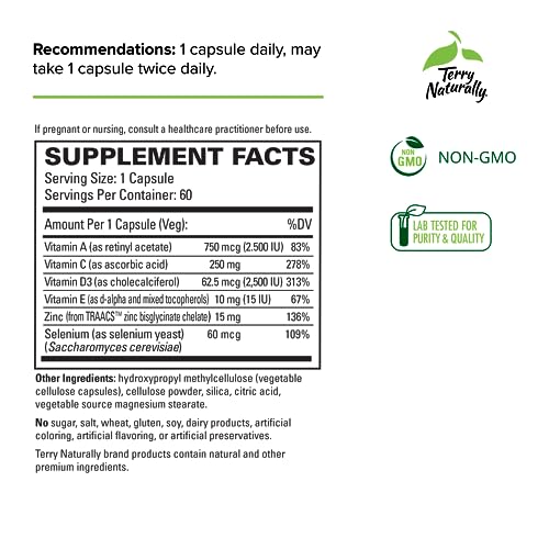 Terry Naturally Clinical Essentials Immune - Immune System Support Supplement with Vitamins A, C, D3 & E - Supplement for Immune Health - Vitamin Supplement with Antioxidants - 60 Capsules 2