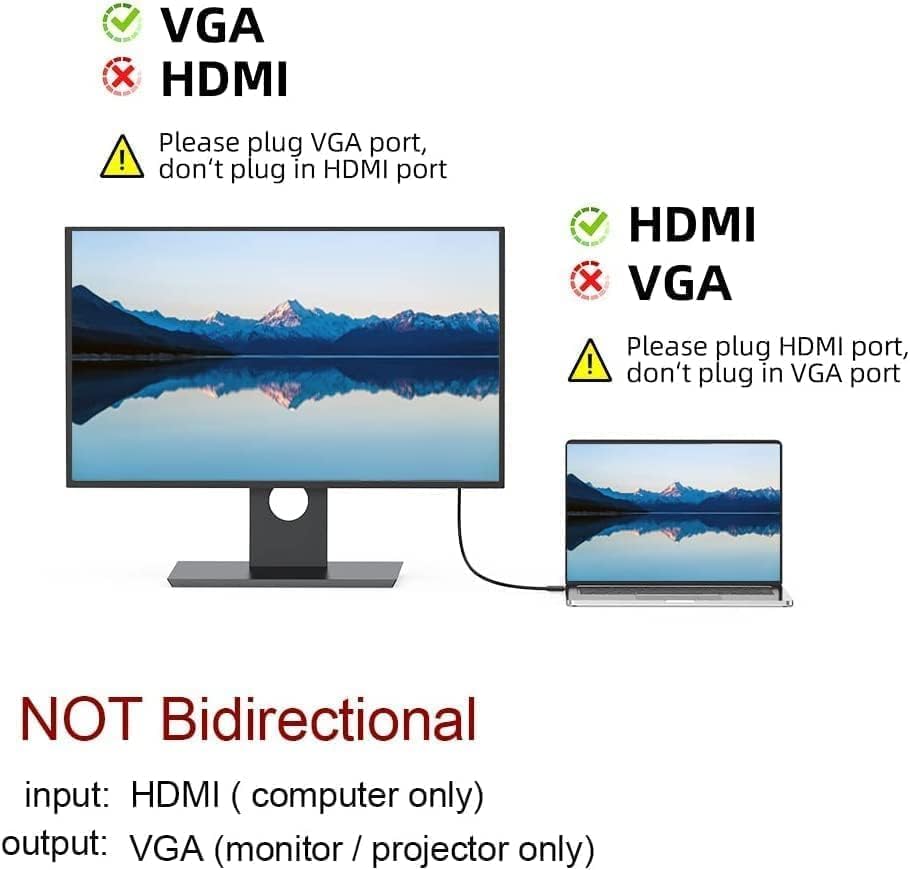 RyzCare HDMI to VGA, 6FT Gold-Plated HDMI to VGA Cable (Male to Male) Compatible for Computer, Desktop, Laptop, PC, Monitor, Projector, HDTV - black 5