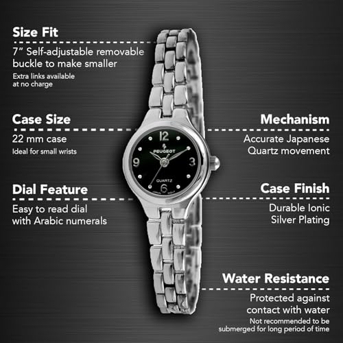 Peugeot Women's Petite Round Wrist Watch with Link Bracelet 2