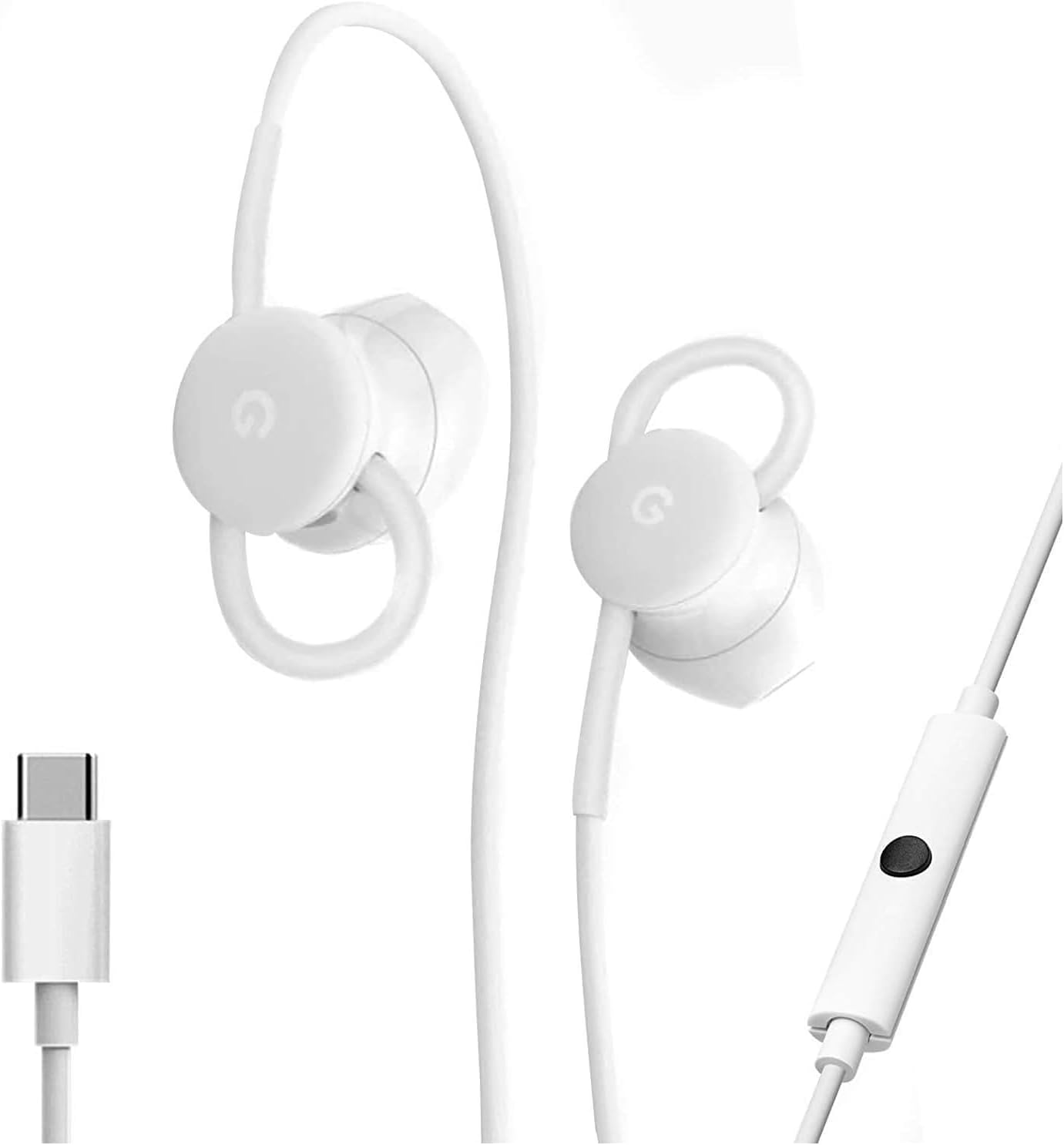 Google Earbuds Wired Headset USB-C, Comfortable Fit, Inline Controls, Compatible with Type-C Phones - White (Retail) 2