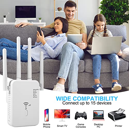 WiFi Extender WiFi Booster/WiFi Range Extender 1200Mbps Dual Band 5.8G 2.4G Internet Booster WiFi 180°Rotatable Antennas WiFi Signal Booster Extender WiFi Repeater Covers up to 8000sq.ft & 35+Devices 5
