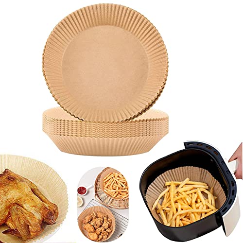 HGSM Air Fryer Disposable Paper Liner, Non Stick Air Fryer Paper Liners ,Food Grade Parchment ,for Wood Color 7.9 kd-001 0