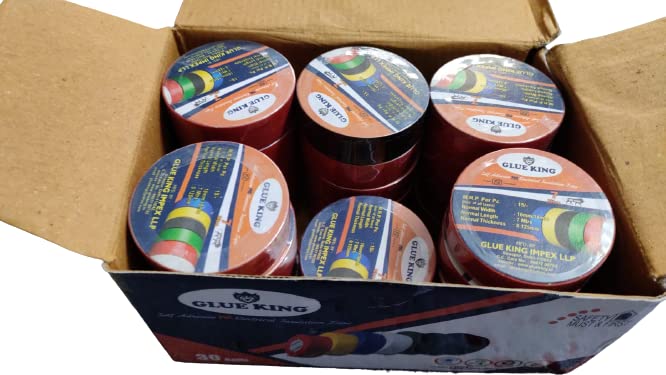 Self Adhesive PVC Electrical Insulation Tape (Black-1,Red-1,Blue-1,Yellow-1, Green-1, |Mix color Each-1|, 16mmx7mx0.125mm) - |Set of 5 Rolls| 3
