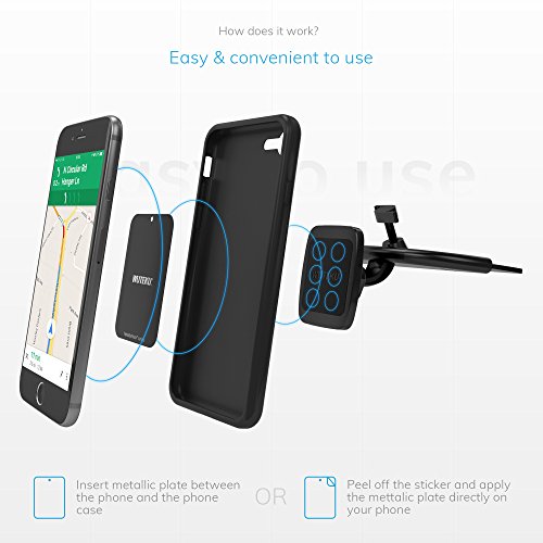 Wuteku Magnetic Cell Phone Holder CD Slot Kit for Car - Works on All Vehicles, Phones and Tablets - Compatible with iPhone XR XS X 8 7 and Samsung S10 S9 S8 and More by Pro Drivers 4