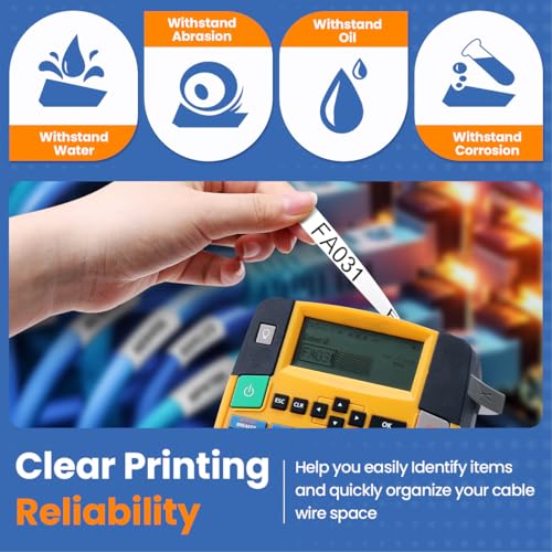 3-Pack Aonomi Compatible Label Tapes Replacement for DYMO 18051 18053 18055 (1/4", 3/8", 1/2") Heat Shrink Tube Labels for DYMO Rhino 4200 5200 5000 Industrial Label Maker, Black on White, 4.9 Feet 5