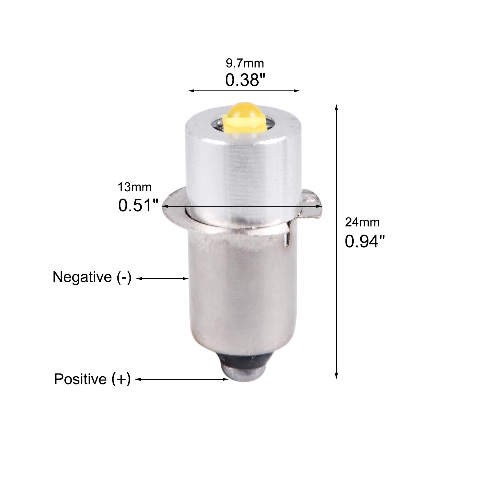 P13.5S LED Flashlight Bulb 3W DC 3-12V LED Conversion Kit for Compatible with Maglite 3-6 Cell C/D Flashlights Torch, 4 Pack 3