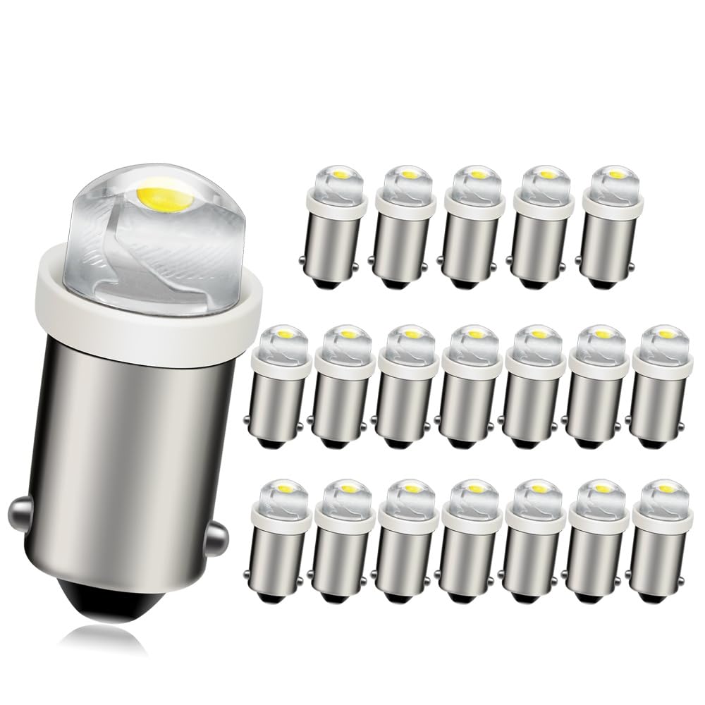 Ruiandsion BA9S LED Bulb 120V 1W 100LM White, 20-Pack, COB Chip for Industrial Control & Power Systems, Distribution Cabinet Status Indicator Light 1