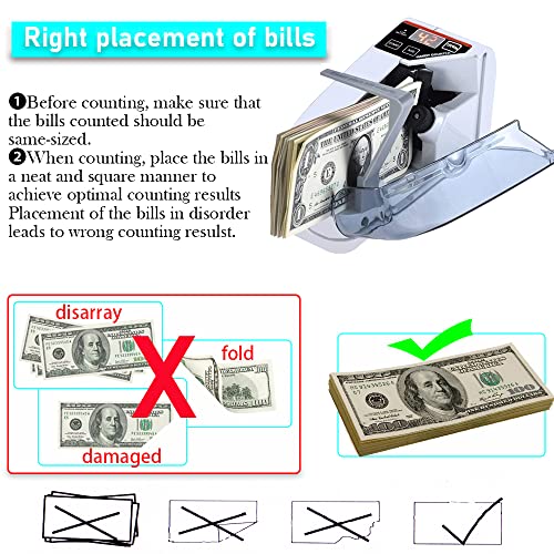 Money Counter Cosdio Portable Money Counter Mini Bill Cash Counting Machine Handy Suitable for Multi-Currency Handy Banknote Counter 4