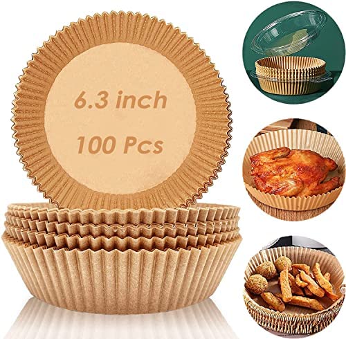 Air Fryer Disposable Paper Liner 6.3Inch , Non-Stick Air Fryer Liner, Round Baking Paper for Baking Microwave