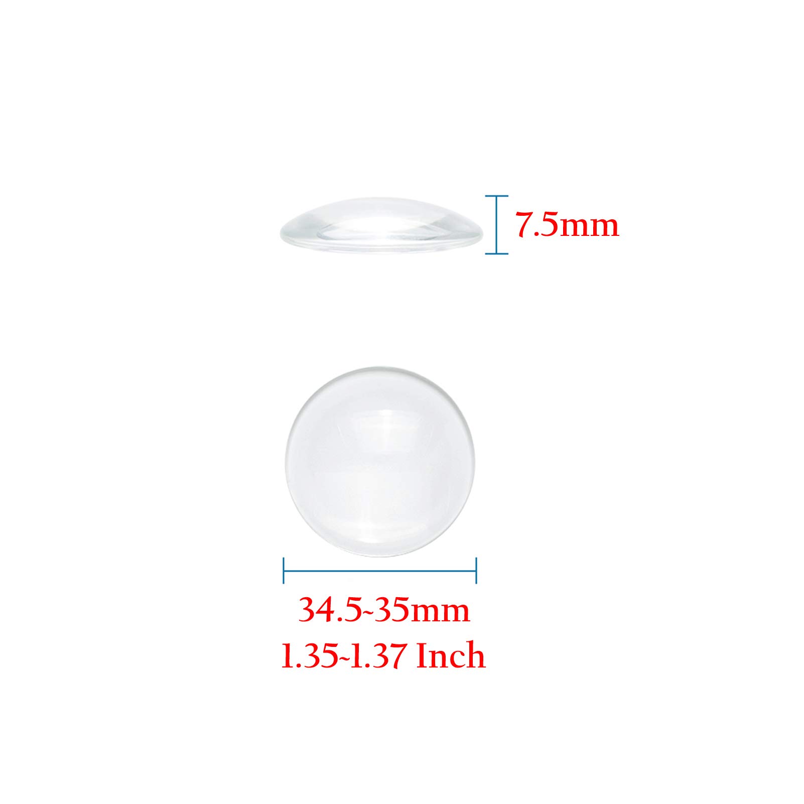 Craftdady 50Pcs Transparent Clear Glass Cabochons 34.5-35mm Flat Back Half Round Dome Tiles for Photo Pendant Jewelry Craft Making 5
