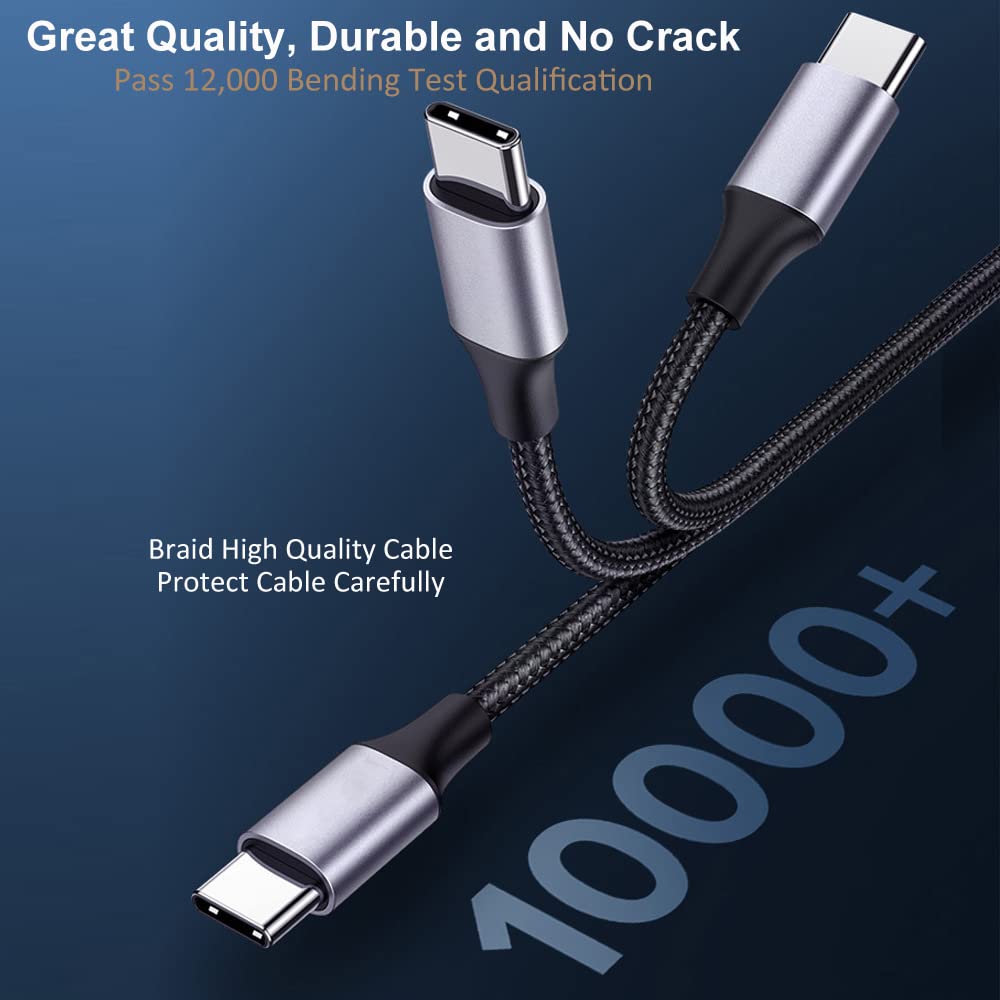 IHAO USB Type C to Type C Fast Charger Cable High Sync Speed USB C to USB C Nylon Braid Cable Support 20V 5A 60W Compatible with Samsung Galaxy Note 10, MacBook Air, iPad Pro 2018, Nintendo Switch 6