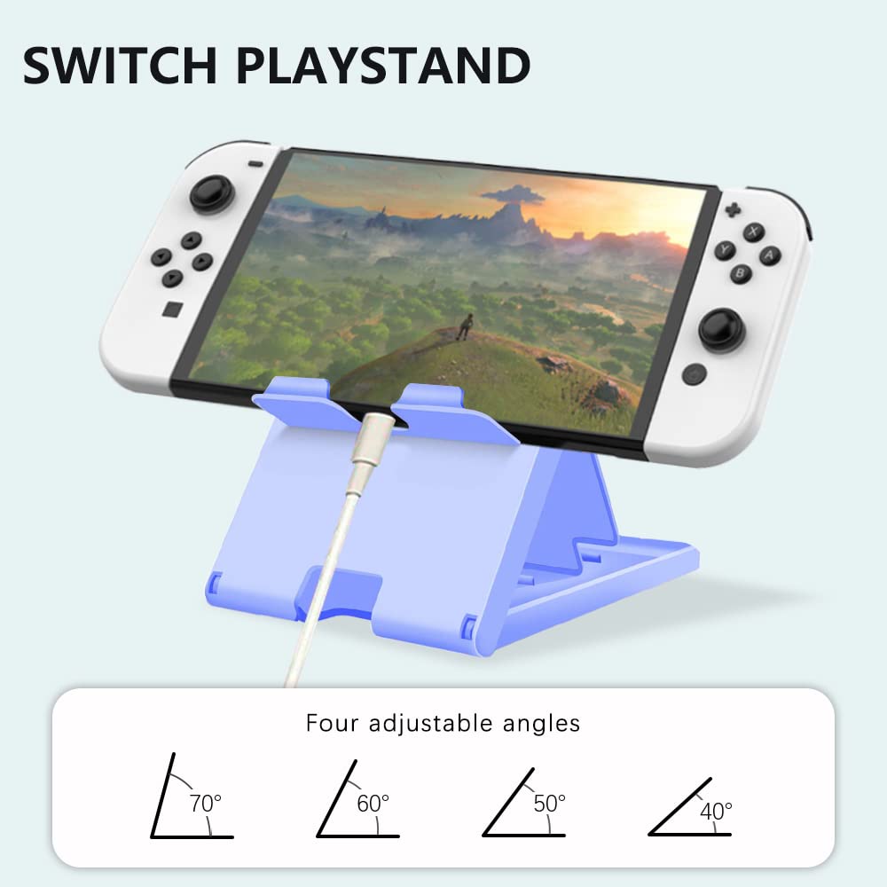 ELIATER Stand Compatible with Nintendo Switch, Adjustable Switch Playstand, Foldable Phone Stand for Desk, Compact & Portable Switch Holder Accessories (Purple) 4