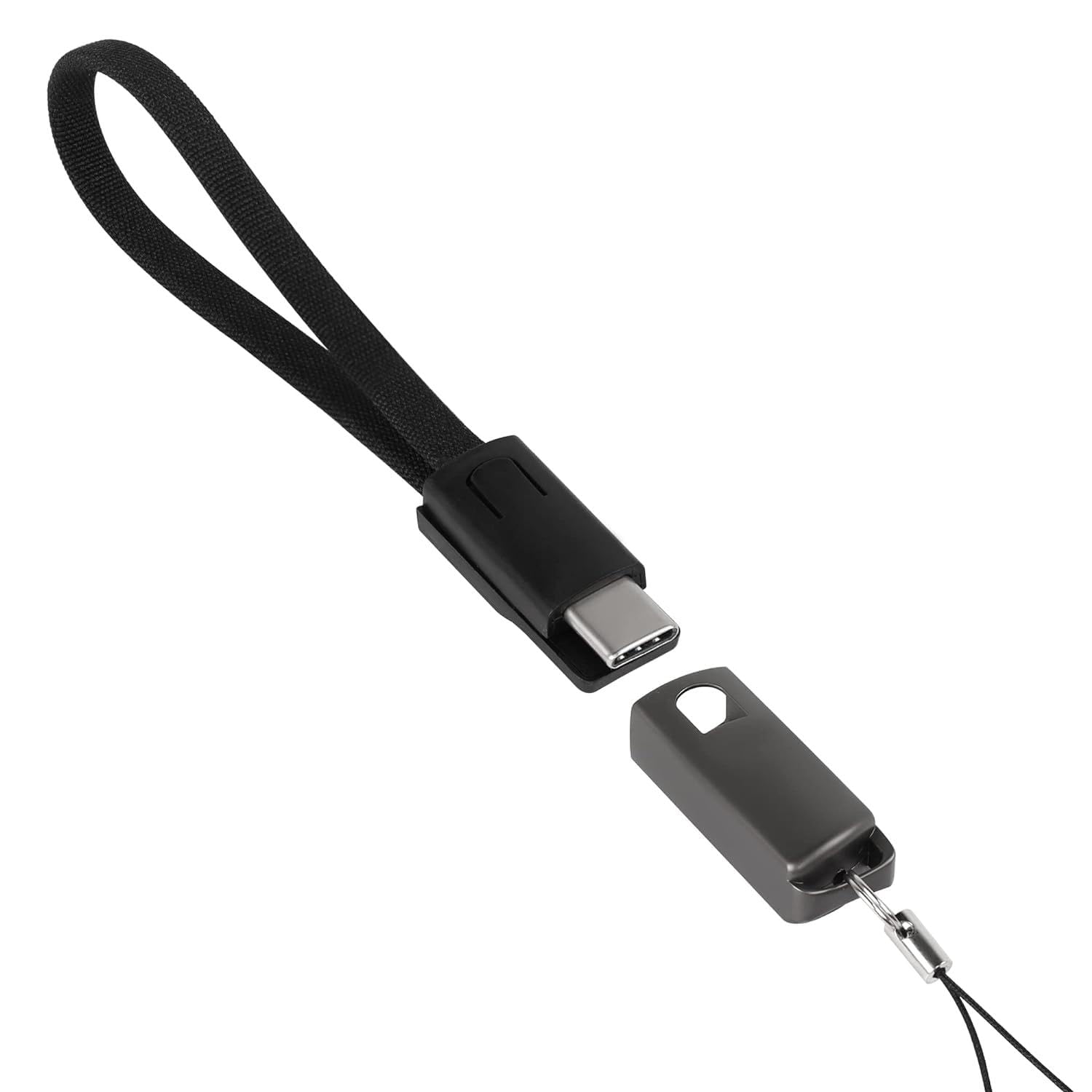 BoxWave Cable Compatible with Fanttik X9 Pro - USB Type-C Keychain Charger, Key Ring USB Type-C to Type-A 8 in USB Cable - Jet Black 4