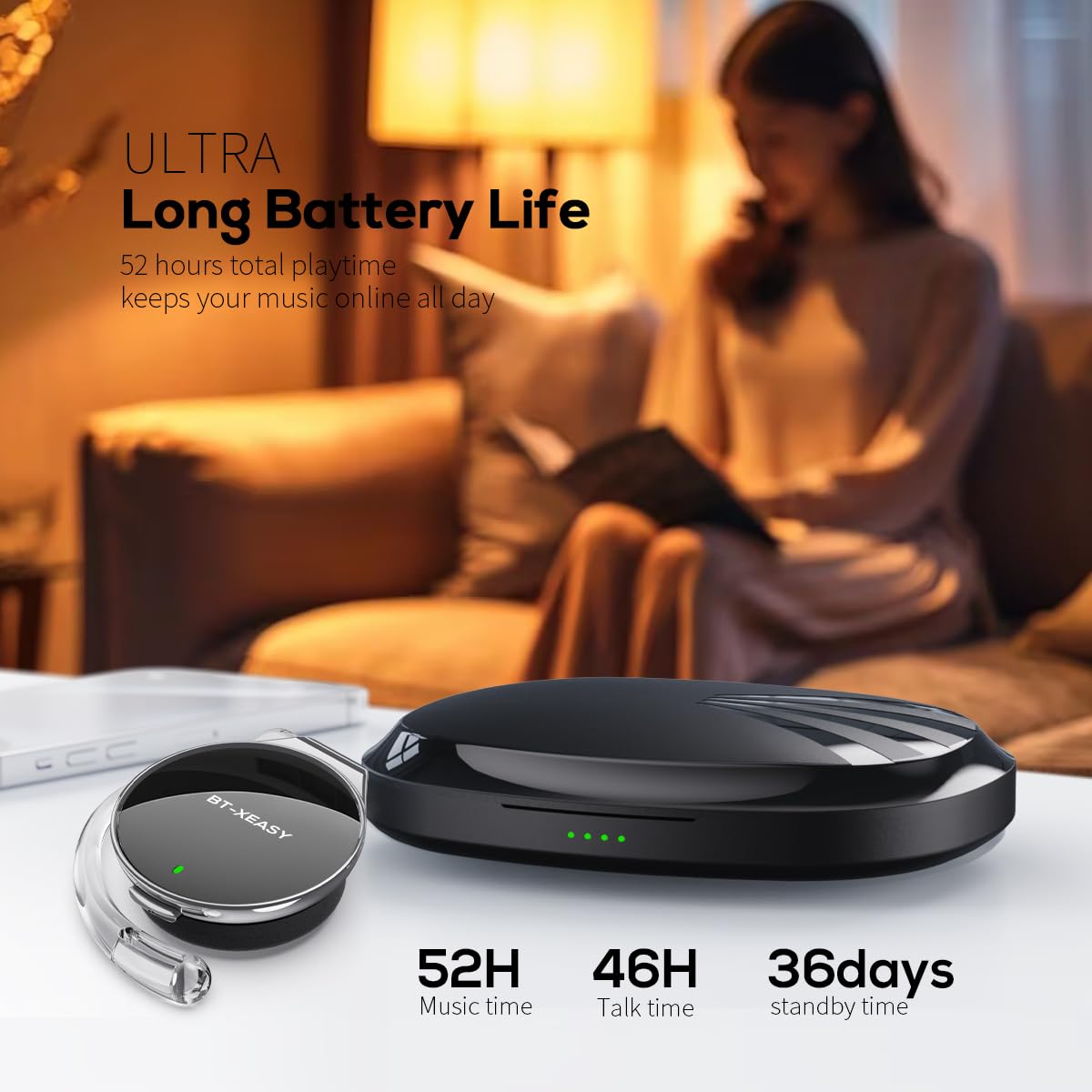 BEVCEFCC Open Ear Headphones Wireless 52hrs Bluetooth 5.4 Over Ear Hooks Headphones Earbuds with Microphone Ear Clip Headphones Simultaneously Connect 2 Devices Clip on Earphones 2