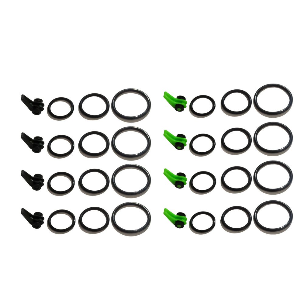 Fishing Rod Hook Keeper with 3 Size Elastic Rubber Rings Fishing Lure Bait Holder Small Fishing Tools Easy Adjustable Plastic Fishing Pole Hook Keeper Springs 8 Sets (4Black+4Green) 3