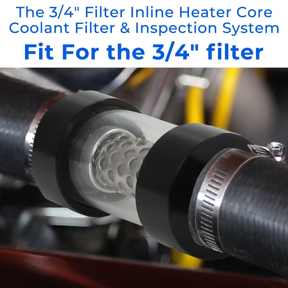 WIKIBB 3/4" Universal Filter Inline Heater Core Coolant Filter and Inspection System Stainless Steel Filter Mesh Matching Fixture 3