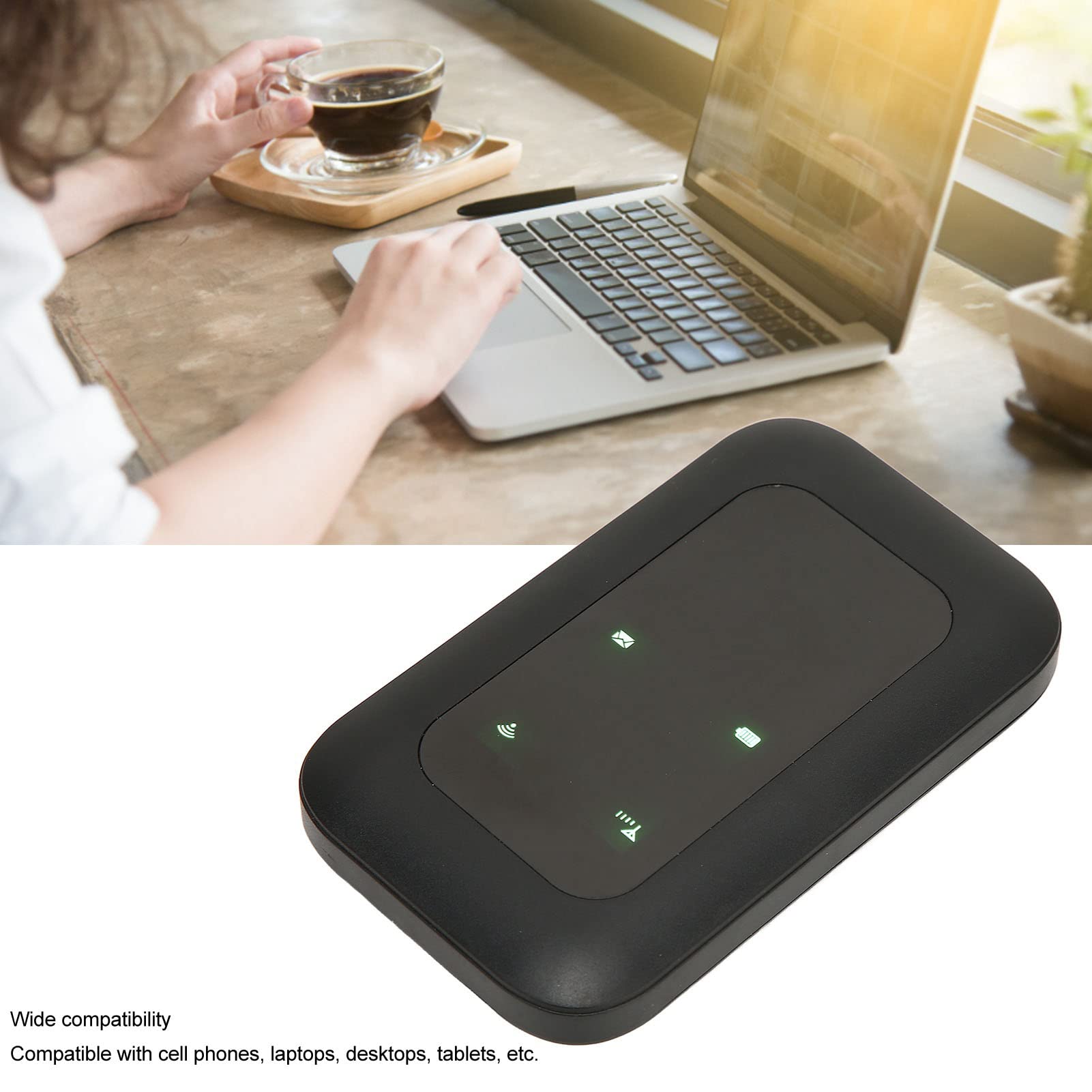 Portable 4G WiFi Router, 3G 4G High Speed Internet Router Mobile Hotspot with LED Smart Display, 2100mAh Battery, High Speed WiFi Hotspot for Car Users, Business Travelers 5