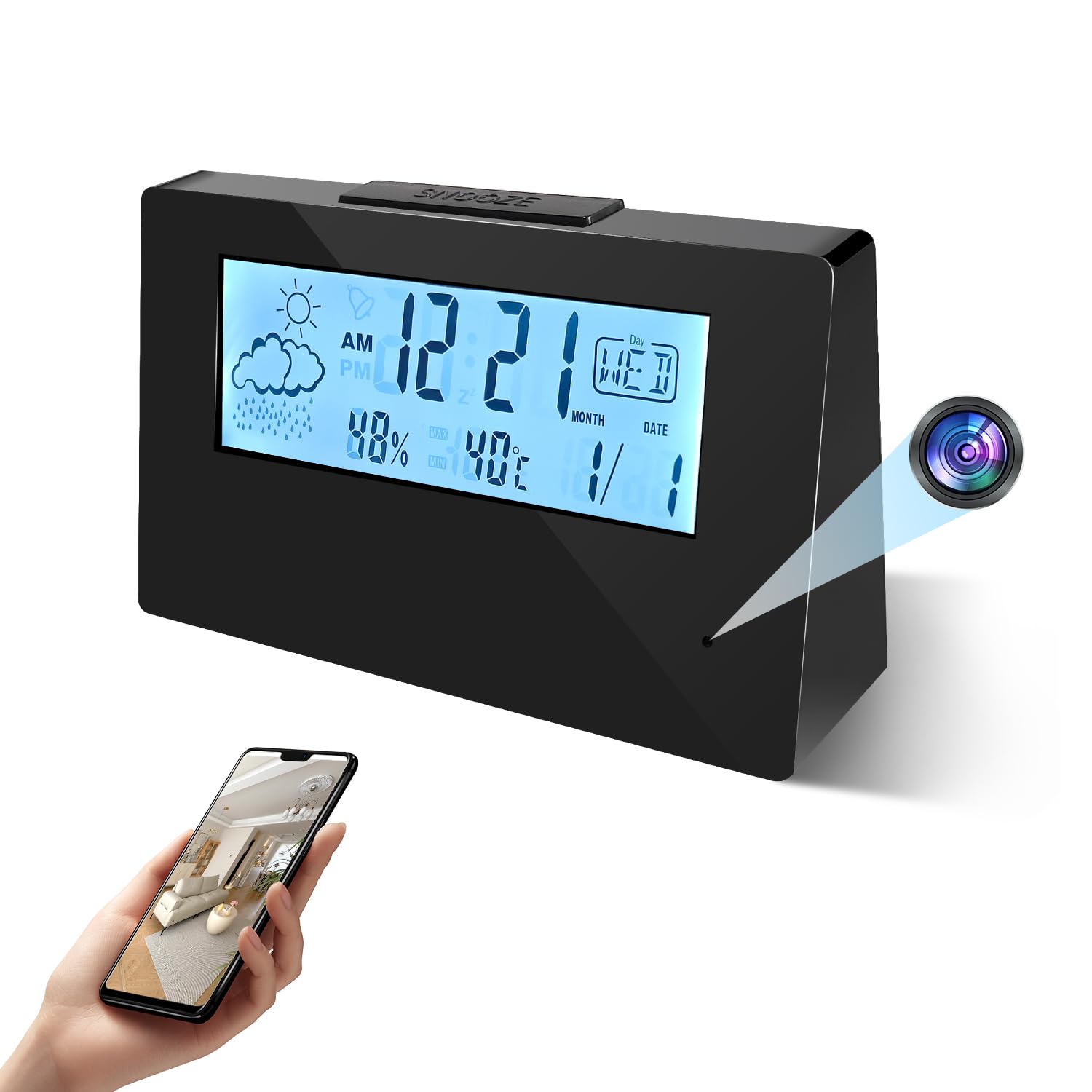 4K UHD Mini Camera Hidden Camera in Clock WiFi Hidden Cameras Video Recorder Wireless IP Smart Guardian 5 in 1 Camera Indoor Home Security Monitoring Nanny Cam 140° Angle Night Vision/Motion Detection 1