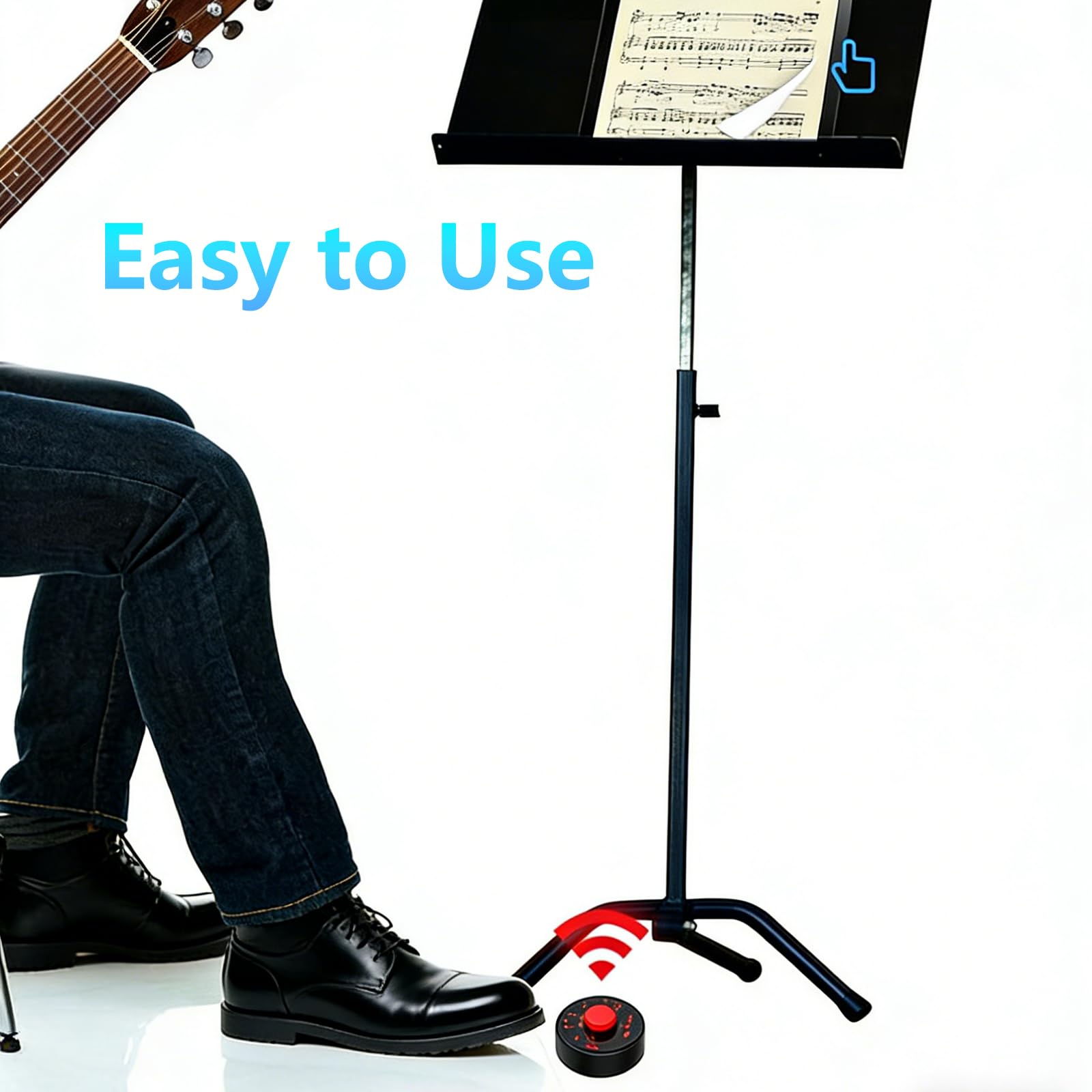 Wireless Page Turner Pedal, Bluetooth Page Turner, Portable Smart Bluetooth Music Foot Pedal, Hand Free Sheet Music Reading Page Turns for iPad Tablet Android IOS Phones Music Scores E-books PPT 5