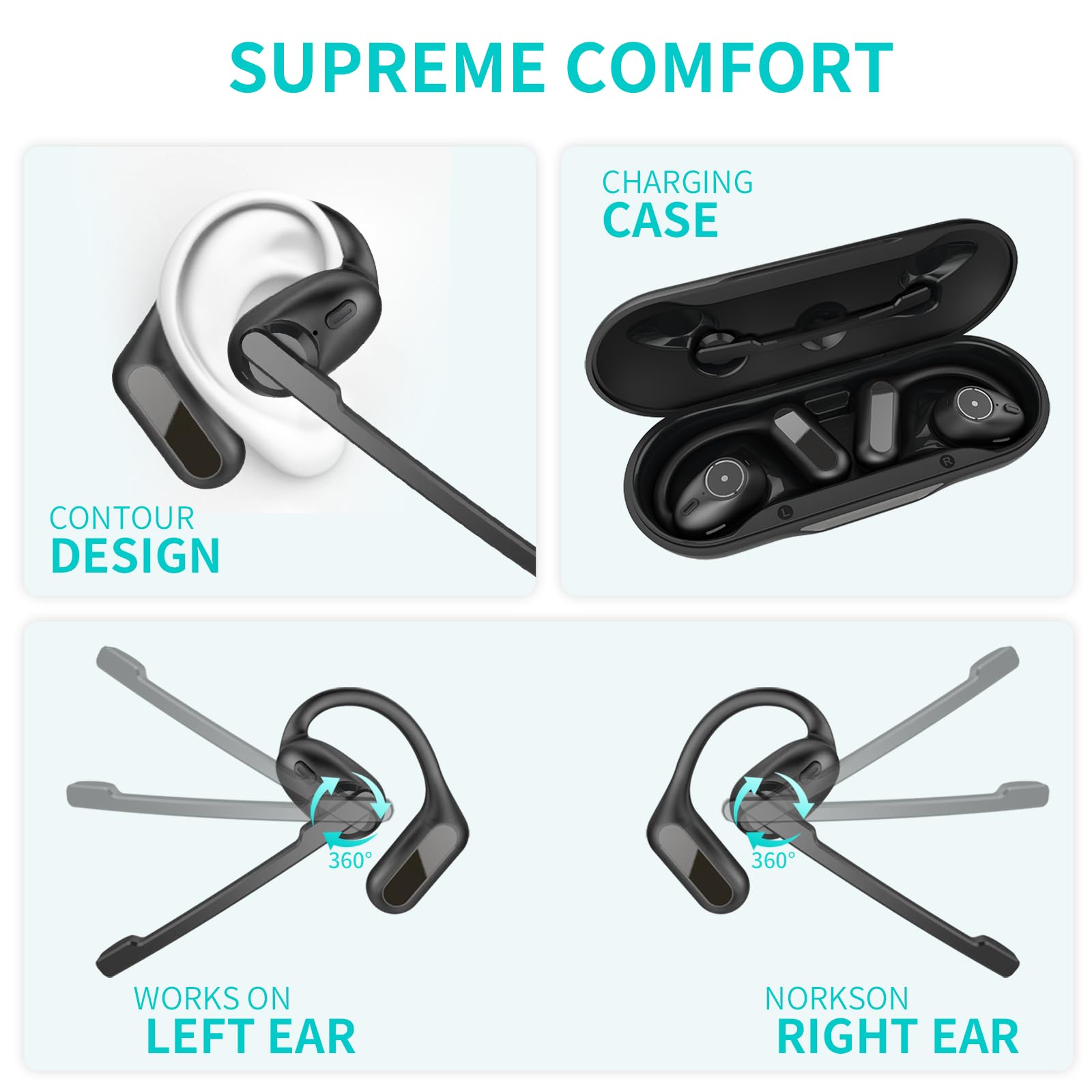 Msgannc Open-Ear Business Bluetooth Headset : Features a Detachable Microphone and a Multi-Microphone Design for Ultra-Clear Calls. Bluetooth 6.0, Suitable Office use,Driving,Meetings 5