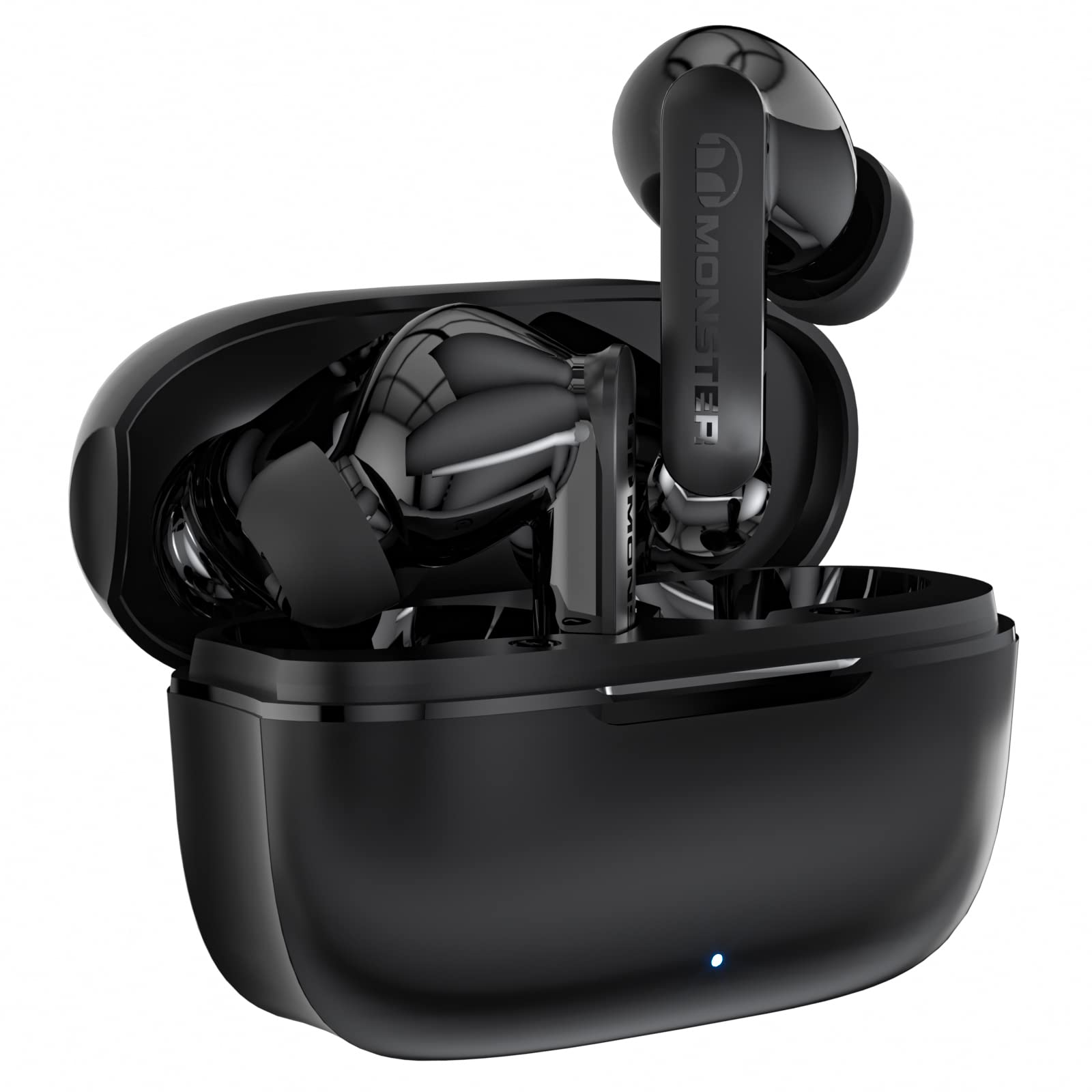 Monster N-Lite Clear Talk Wireless Earbuds Bluetooth 5.3 Headphones with CVC 8.0 Noise Reduction, IPX8 Waterproof, 60H Playtime, Fast Charging for Sport, Ash black, MH22107 1