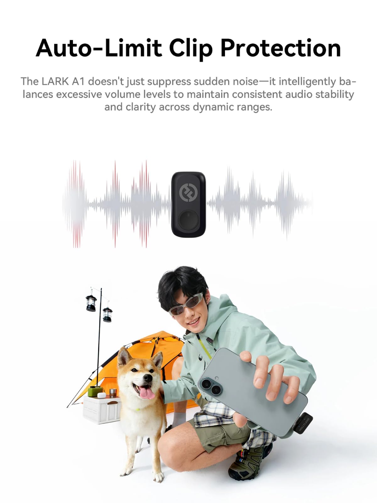 Hollyland Lark A1 Wireless Microphones for iPhone 15/16/17 & Android, 48kHz/24-bit, 3-Level Intelligent Noise Cancel, Magnetic Mini Microphone for YouTube,Podcast,Tiktok and Vlog (2TX + USB-C RX) 5