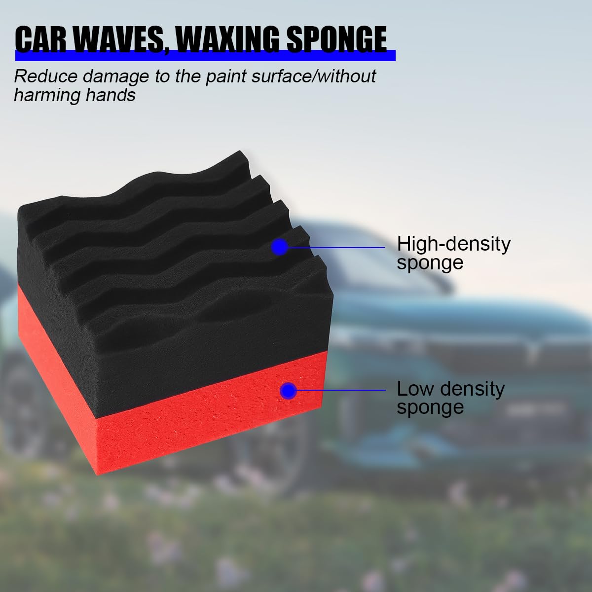 Norkmdi 3PCS Car Tire Dressing Applicator Pads, Wavy Contoured Large Automotive Shine Polishing Sponge Wax Mats, Vehicle Wheel Buffing Waxing Foam Pads, Universal for SUV, Truck, RV 5