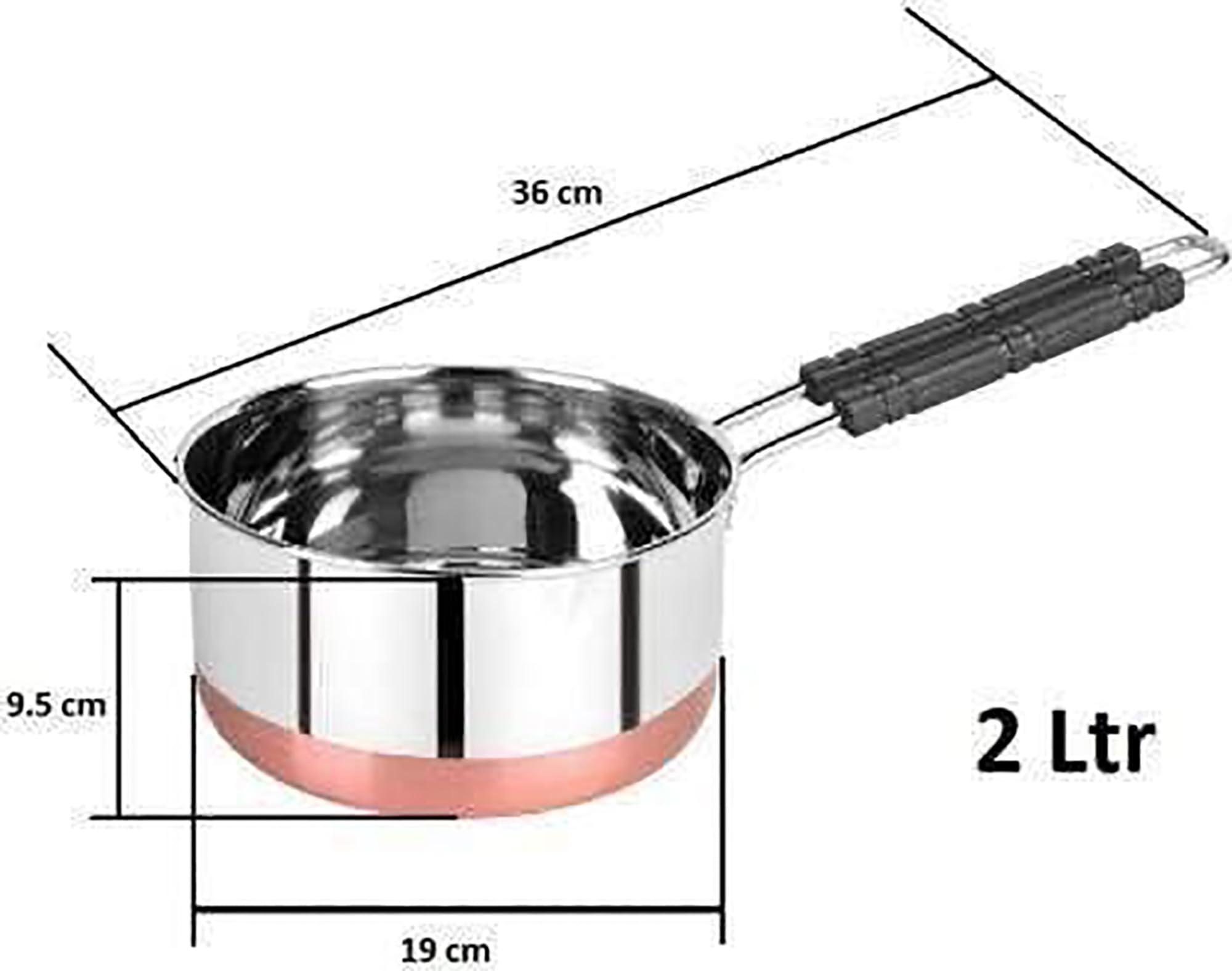 LUSTRE KITCH Stainless Steel Copper Bottom Saucepans with Lids |Tea Pan, Flat Base Cookware, Combo Set 6 (1L, 1.5L, 2L) � Tea, Milk, and Sauce Pans. 3