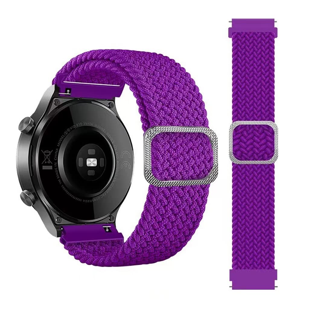 XIAOFEIGUN Nylon Woven Watch Strap 20mm, 22mm, Adjustable Breathable Soft Stretch Watch Strap,Unique Color Adjustable Elastic Soft Nylon Sport Band Replacement Strap (Color : Purple, Size : 20mm) 1