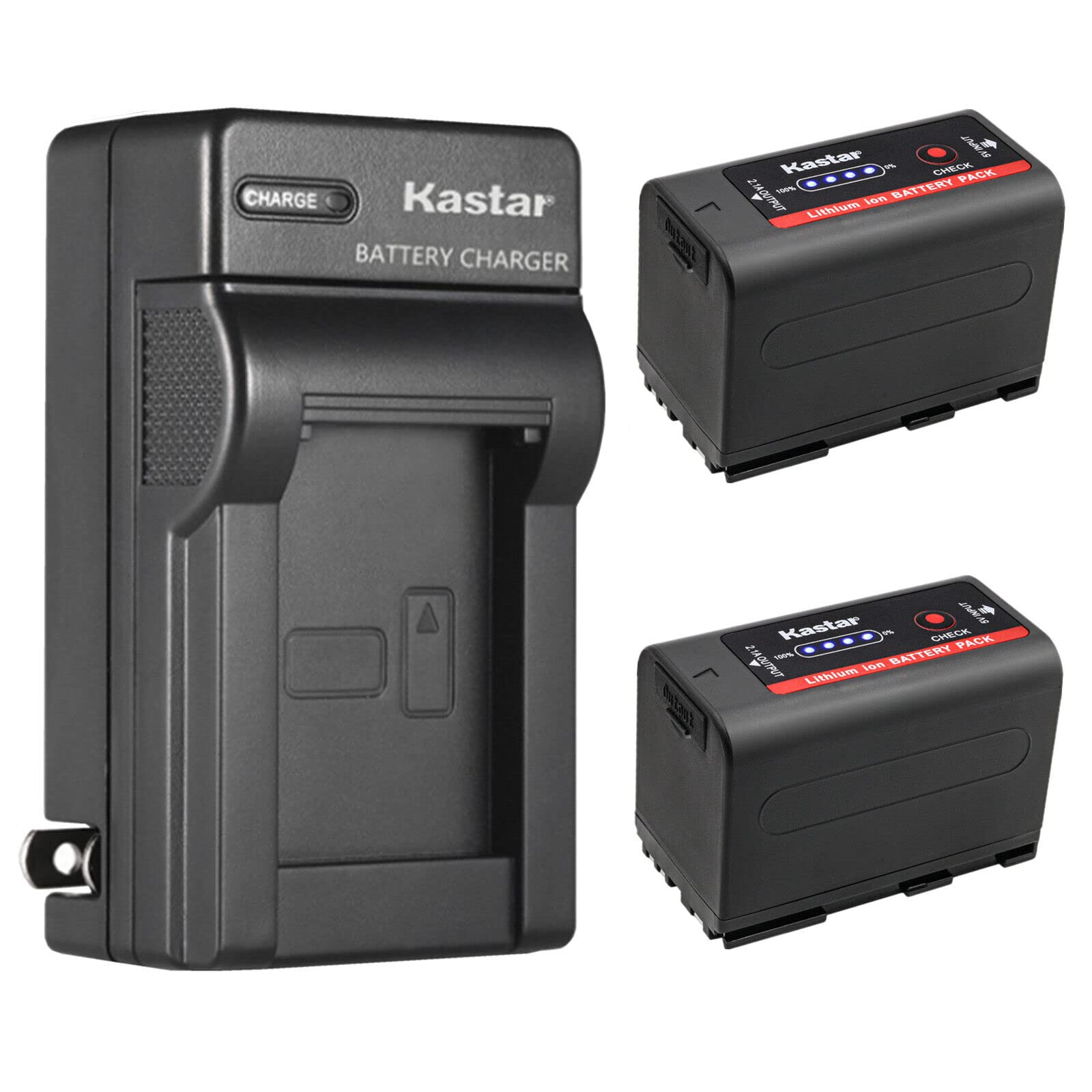 Kastar 2-Pack BP-950G Pro Battery and AC Wall Charger Replacement for Canon E65AS EOS C100 EOS C100 Mark II EOS C300 EOS C300 PL EOS C500 EOS C500 PL ES50 ES55 ES60 ES65 ES75 ES300V ES410V Camera 1