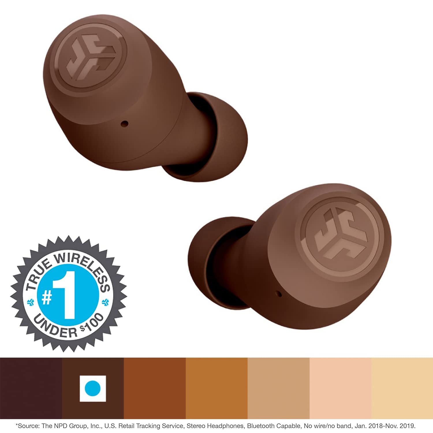 JLab Go Air Tones True Wireless Earbuds Designed with Auto On and Connect, Touch Controls, 32+ Hours Bluetooth Playtime, EQ3 Sound, and Dual Connect, Natural Earthtone Color (4625 W) 3