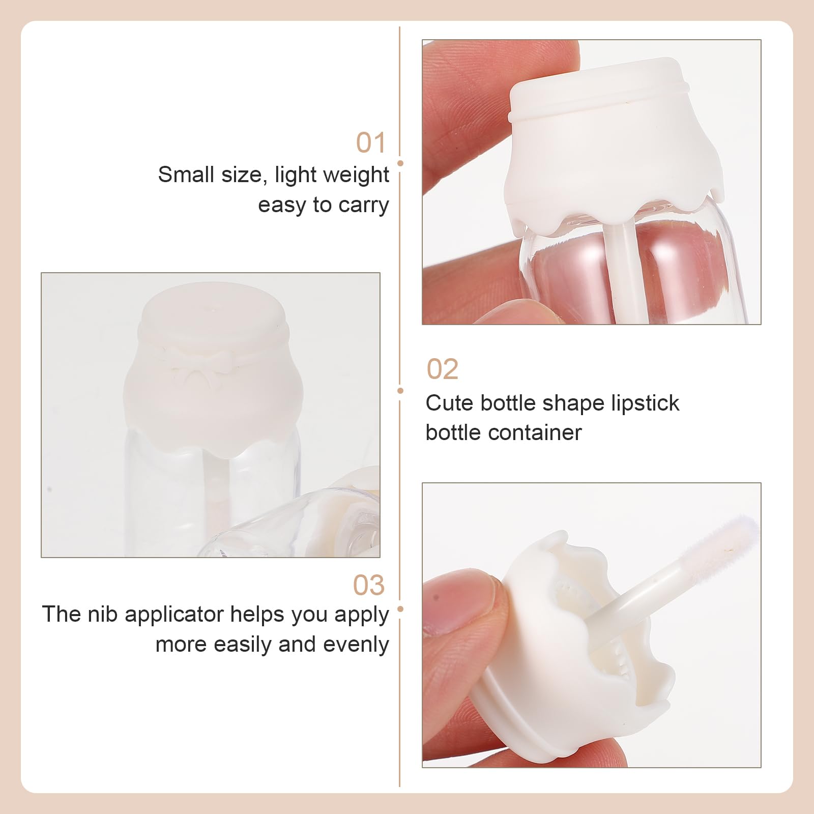 Housoutil 20PCS Empty Lip Gloss Tubes, Mini Refillable Lip Balm Containers, Transparent Plastic DIY Lip Gloss Bottles for Makeup 6