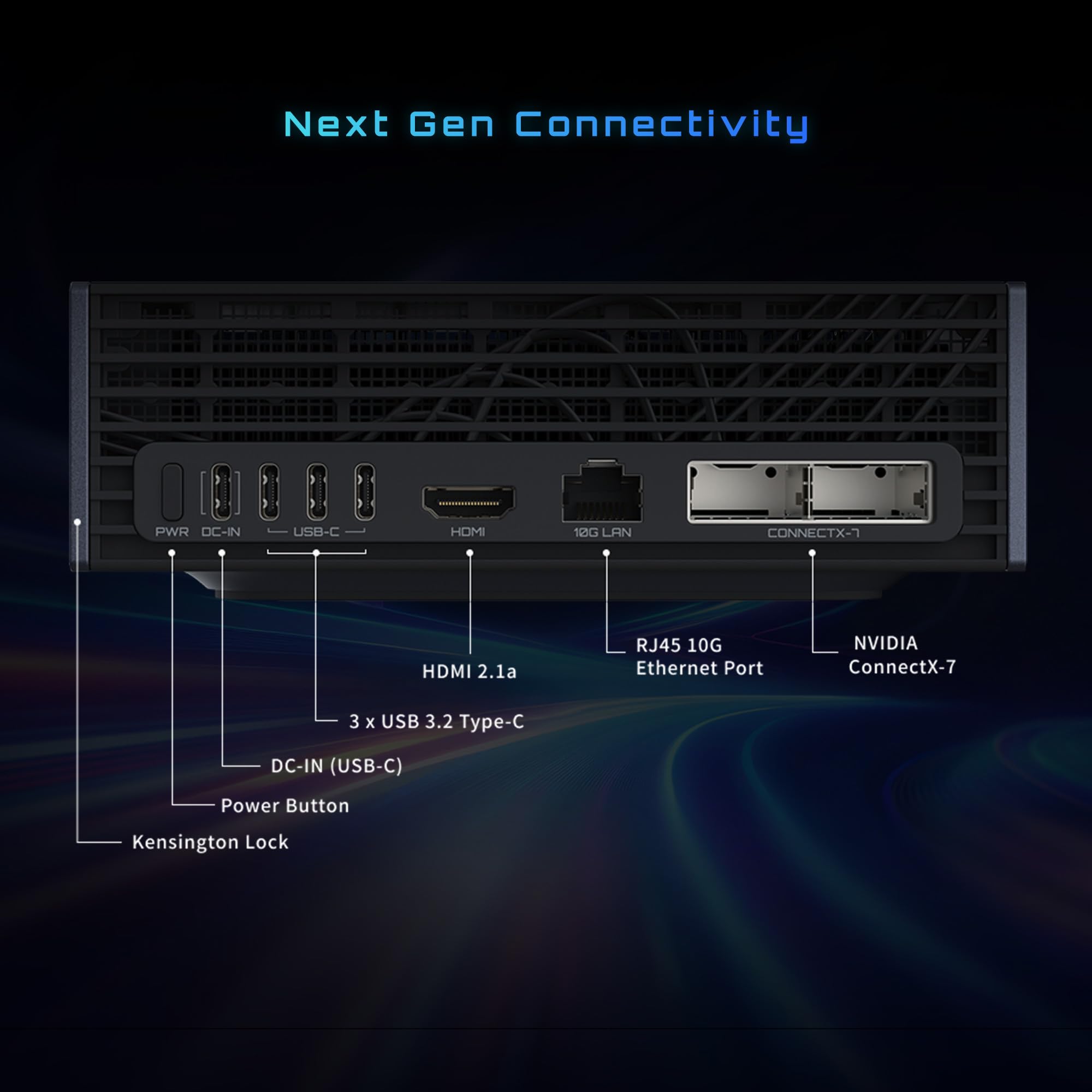 GIGABYTE AI TOP Atom Personal AI Supercomputer, Arm Cortex-X295 + Cortex A725, NVIDIA® Blackwell Architecture, 128GB LPDDR5X, 4TB PCIe 5.0 NVMe SSD, NVIDIA DGX™ OS, Black 3