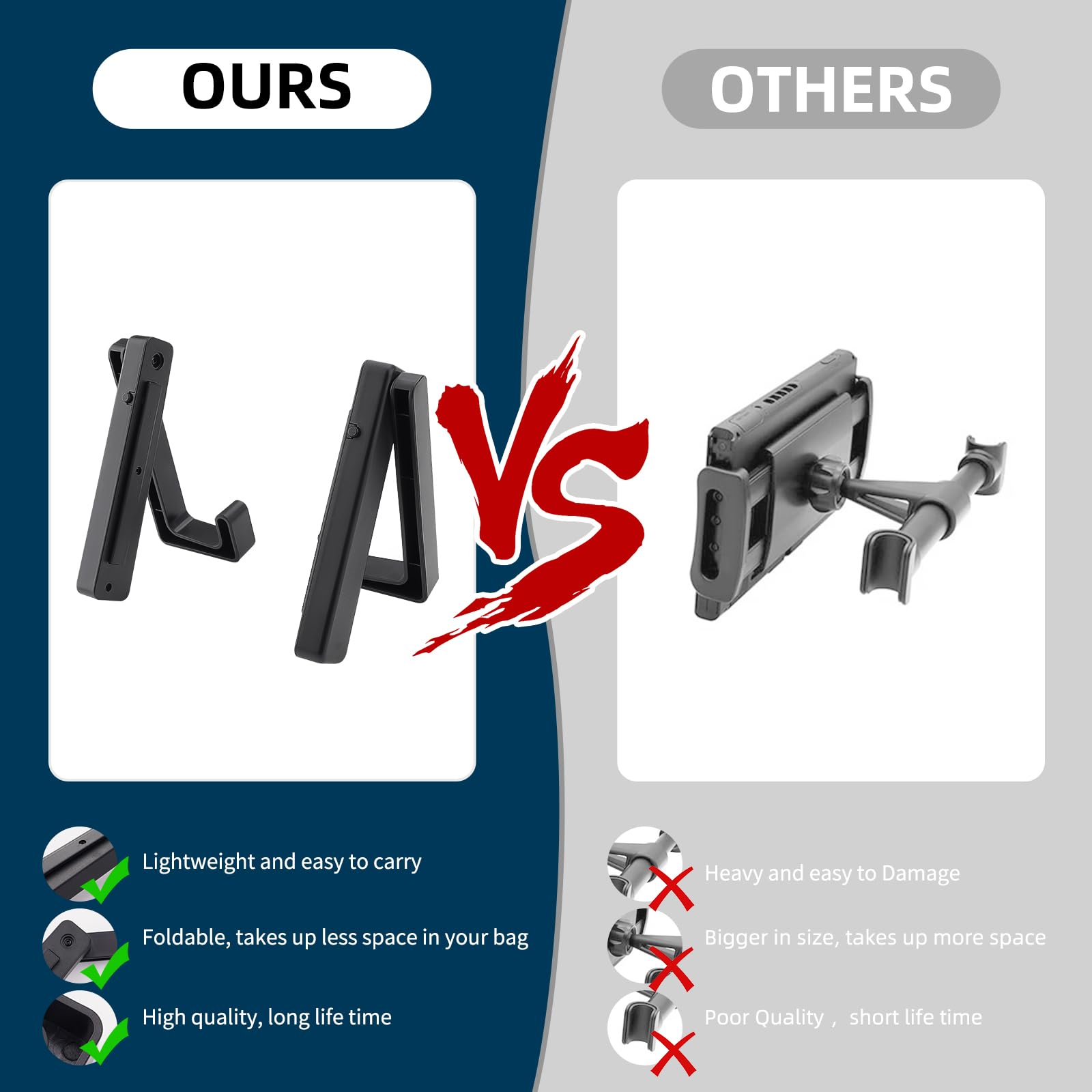 YIBEICO Car Holder for Nintendo Switch/OLED, Foldable and Adjustable Table Stand Playstand Bracket, Dock Car Headrest Play Stand Mount,Portable Console Desktop Holder 6